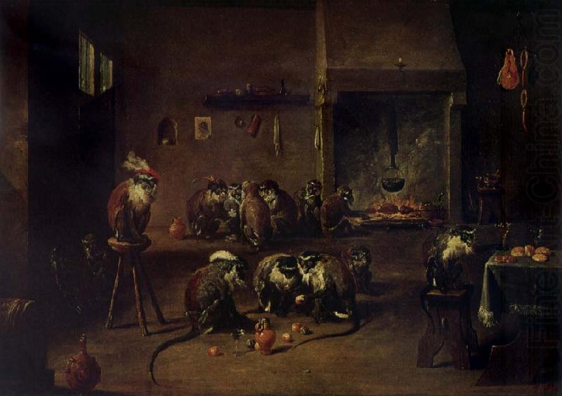 TENIERS, David the Younger Apes in a Kitchen china oil painting image